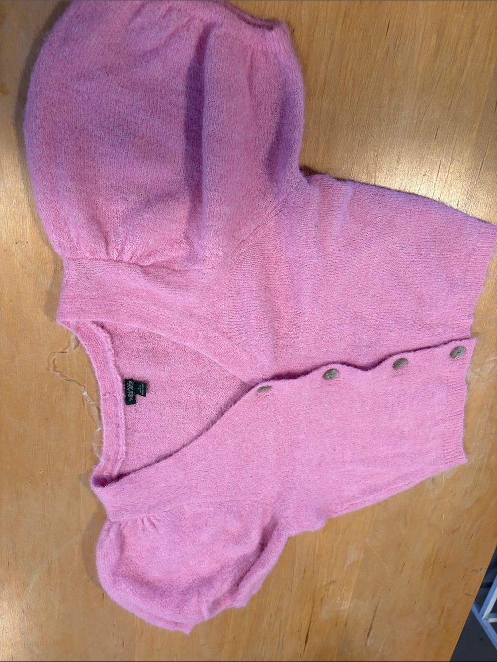 wild fable Pink Puff-Sleeve Button Cardigan